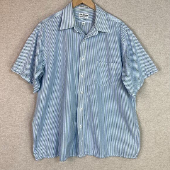 Vtg Sears Roebuck Mens Stripe Button Up Shirt Size 17.5 Tall Single Needle Retro - Picture 1 of 10